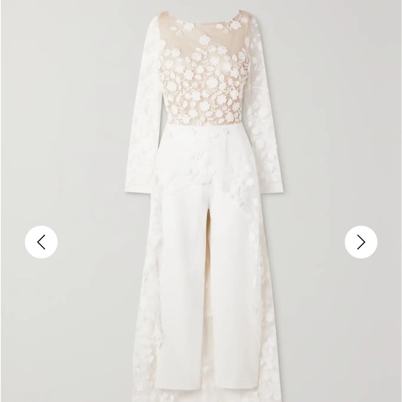 BRAND NEW Rime Arodaky Patsy lace-trimmed embroidered tulle and crepe jumpsuit!! - Picture 3 of 8